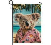 Bandiera estiva da giardino con koala tropicale, bandiera hawaiana per vacanze, decorazione per la casa, bandiera su entrambi i lati, per decorazione del prato all'aperto, 30,5 x 45,7 cm