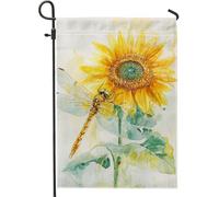 Bandiera estiva da giardino con libellula e girasole, decorazione floreale gialla per esterni, bandiera da cortile in iuta su entrambi i lati, per la decorazione di casa, patio, 30,5 x 45,7 cm