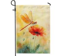 Bandiera estiva da giardino con libellula e papavero, decorazione per la casa e il cortile, decorazione per prato su entrambi i lati, per uso esterno, 30,5 x 45,7 cm