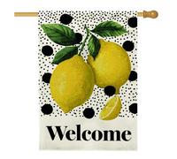 Bandiera estiva da giardino con limoni, striscione decorativo giallo brillante, bandiera decorativa in iuta su entrambi i lati, per decorazioni per la casa all'aperto, cartello di benvenuto per la