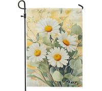 Bandiera estiva da giardino con margherite, fiori bianchi luminosi, decorazione per esterni, bandiere da giardino su entrambi i lati, per la decorazione della casa e gli eventi festivi, 30,5 x 45,7 cm