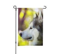 Bandiera estiva da giardino con motivo Alaskan Malamute Bokeh, cani e animali domestici, carina, 12x18 pollici, bifacciale, per esterni