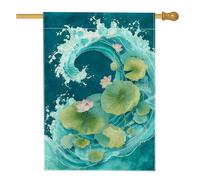 Bandiera estiva da giardino con ninfee d'acqua, decorazione floreale per esterni, stile asiatico, striscione double face, decorazione per prato, cortile, patio, vacanze, feste, 71 x 101 cm