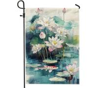 Bandiera estiva da giardino con ninfee e pesci di carpa, bandiera decorativa per esterni, in tessuto su entrambi i lati, per la decorazione del prato, 30,5 x 45,7 cm