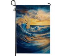 Bandiera estiva da giardino con onde oceaniche, bandiera decorativa per la casa con paesaggio marino blu, bandiera su entrambi i lati in iuta per cortile, decorazione per esterni, 30,5 x 45,7 cm