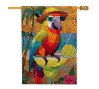 Bandiera estiva da giardino con pappagallo tropicale, striscione decorativo per la casa, bandiera decorativa per esterni in iuta su entrambi i lati, 71 x 101 cm