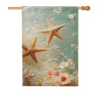 Bandiera estiva da giardino con stelle marine, bandiera floreale oceanica costiera per la decorazione della casa, bandiera da cortile su entrambi i lati, decorazione per feste all'aperto, vacanze