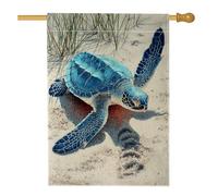 Bandiera estiva da giardino con tartaruga marina, bandiera blu oceano animale decorazione per esterni, bandiera da giardino in iuta su entrambi i lati, decorazione per prato da spiaggia, 71 x 101 cm