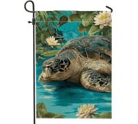 Bandiera estiva da giardino con tartaruga marina, decorazione per la casa, bandiera a doppia faccia in iuta per cortile, decorazione per prato esterno, 30,5 x 45,7 cm