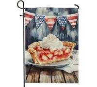 Bandiera estiva da giardino con torta di ciliegie, bandiera decorativa per esterni con frutta rossa, banner decorativo per esterni, bandiera su entrambi i lati in iuta per prato, decorazione per feste