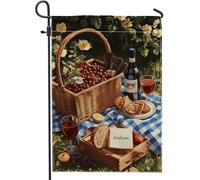 Bandiera estiva da giardino con uva, decorazione rustica per vigneti, decorazione per prato, bandiera su entrambi i lati, in iuta, decorazione per la casa, 30,5 x 45,7 cm