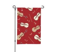 Bandiera estiva da giardino con violino e nota rossa, 12x18 pollici, bifacciale, per esterni