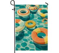 Bandiera estiva da giardino, galleggiante, salvagente colorato, decorazione per nuoto, bandiera su entrambi i lati, decorazione per esterni a bordo piscina, 30,5 x 45,7 cm