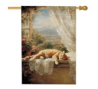 Bandiera estiva da giardino, motivo gatto soriano arancione, per finestra, decorazione per la casa, striscione da giardino, bandiera da giardino su entrambi i lati, decorazione per esterni, 71 x 101