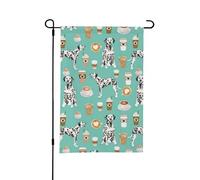 Bandiera estiva da giardino, motivo: simpatici dalmata, colore: caffè alla menta, 12x18 pollici, bifacciale, per esterni