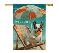 Bandiera estiva da giardino per cani da spiaggia, con ghiaccioli, decorazione di benvenuto, striscione per prato esterno su entrambi i lati, per gli amanti degli animali, 71 x 101 cm