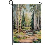 Bandiera estiva da giardino, sentiero della foresta, decorazione per la casa, bandiera da giardino, bandiera colorata su entrambi i lati, decorazione per esterni, 30,5 x 45,7 cm