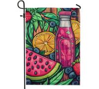 Bandiera estiva da giardino tropicale, bandiera colorata per bevande alla frutta, decorazione per esterni, stampa su entrambi i lati, per decorare feste sul prato, 30,5 x 45,7 cm