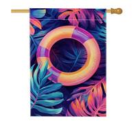 Bandiera estiva da giardino tropicale, con foglie colorate della giungla ad anello galleggiante per la casa, bandiera a doppio lato, per feste all'aperto, decorazione per prato, 71 x 101 cm