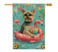 Bandiera estiva da giardino tropicale per cani, bandiera blu con animali, bandiera da cortile in iuta su entrambi i lati, per decorazione esterna del prato, decorazione per la casa per feste