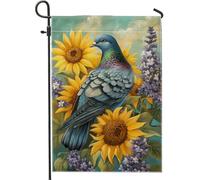 Bandiera estiva da giardino vivace, colomba blu con girasoli e lavanda, striscione decorativo per la casa, bandiera da cortile su entrambi i lati per la decorazione del prato esterno 30,5 x 45,7 cm