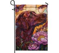 Bandiera estiva floreale da giardino per cani, con peonie marroni e farfalle, decorazione per esterni, su entrambi i lati, in iuta, per amanti degli animali, decorazione per la casa, 30,5 x 45,7 cm