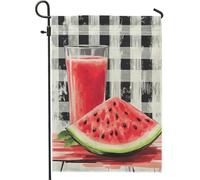 Bandiera estiva per giardino, anguria rossa, succo di anguria rossa, decorazione per la casa, bandiera da cortile in iuta su entrambi i lati, decorazione per esterni, 30,5 x 45,7 cm