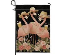 Bandiera estiva tropicale tropicale da giardino, bandiera floreale per la casa, bandiera decorativa per la casa, bandiera da giardino in iuta su entrambi i lati, decorazione per feste all'aperto, 30,5