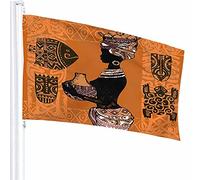 Bandiera Etnica Decor 3x5 Ft Pesce Tribale Donna Tartaruga Faccia Animale Sagoma Rituale Geometrica Cultura Poliestere Motivo Stampato Decorazioni per Esterni per Case e Giardini