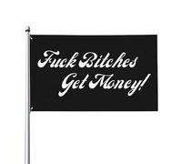 Bandiera "F*** Bitches Get Money" 3x5 - Bandiera da giardino per esterni con due occhielli per l'umorismo