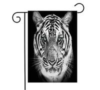 Bandiera Face Fineness White Strip Bengal Predator Tiger Isolated Regard Black On Animals Wildlife Prova Di Sbiadimento Bandiera Della Brezza, Per All'Aperto Al Coperto, Feste Strada, 30x45cm
