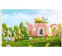 Bandiera Fairy House Decorated At Easter In Shape Of Teapot Meadow In Spring Sunny Day Bandiera Della Brezza Decorazione Colori Vivaci Striscione All'Aperto, Per Feste Strada, Balcone, 90x150cm