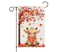 Bandiera Fall Autumn Maple Tree Highland Cow Bandiera da Giardino Parete