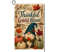 Bandiera Fall Gnome Pumpkins Thankful Grateful Bandiera da Giardino Camera | da Letto 30x45cm Bandiera Decorativa Deluxe,Personalizzata,personalizzato,Durevole,Resistente Alle