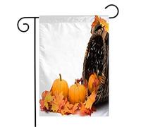Bandiera Fall Overwhite Leaves Yellow Pumpkins Cornucopia Isolated Autumn In Scene Holidays Objects Red Rinforzata Stagione Bandiera, Per Balcone, Feste Strada, 30x45cm