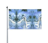 Bandiera festiva double-face con orsi aurora boreale stampata con occhielli, adatta per decorazioni per la casa e l'esterno