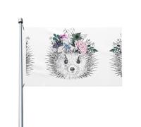 Bandiera festiva double-face con riccio in ghirlanda floreale stampata con occhielli, adatta per decorazioni per la casa e l'esterno