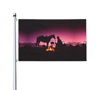 Bandiera festiva double-face con stampa cowboy West da 0,9 x 1,5 m, con occhielli, adatta per decorazioni per la casa e l'esterno