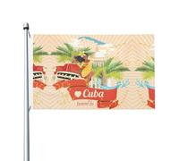Bandiera festiva double-face con stampa dell'isola di Cuba, 90 x 150 cm, con occhielli, adatta per decorazioni per la casa e per esterni