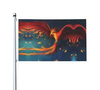 Bandiera festiva double-face con stampa di fenice arancione rossa e arancione, con occhielli, adatta per decorazioni per la casa e l'esterno