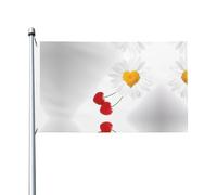 Bandiera festiva double-face da 0,9 x 1,5 m con margherita, cuore, amore, romanticismo, con occhielli, adatta per decorazioni per la casa e l'esterno