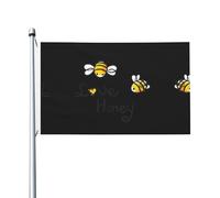 Bandiera festiva double-face da 0,9 x 1,5 m, con stampa di api, amore e miele, con occhielli, adatta per decorazioni per la casa e l'esterno