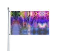 Bandiera festiva double-face da 0,9 x 1,5 m con stampa floreale viola colorata con occhielli, adatta per decorazioni per la casa e l'esterno