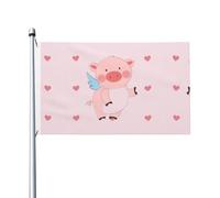 Bandiera festiva stampata con maiale volante da 0,9 x 1,5 m, con occhielli, adatta per feste e campeggio