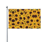 Bandiera festiva su entrambi i lati, 9 x 1,5 m, con girasoli gialli, con occhielli, adatta per decorazioni per la casa e l'esterno