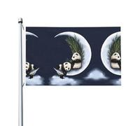 Bandiera festiva su entrambi i lati, con stampa di panda e luna, con occhielli, adatta per decorazioni per la casa e l'esterno