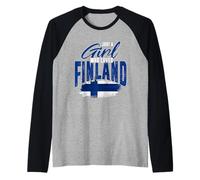 Bandiera finlandese Scandinavia Sisu Finlandia Ragazza Maglia con Maniche Raglan