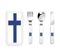 Bandiera finlandese Stoviglie per bambini Set da 3 pezzi, coltello, forchetta e cucchiaio riutilizzabili, stoviglie portatili per la protezione degli alimenti per bambini
