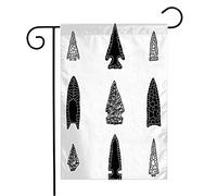 Bandiera Flint Point Black Arrowhead Rock Signs Drawing Symbols Projectile Head Vintage Hand Tool Objects Bandiera In Poliestere Striscione All'Aperto, Per Feste Strada, Eventi, 30x45cm