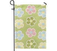 Bandiera floreale colorata per la primavera e l'estate, petali verdi, decorazione da cortile esterno, decorazione per prato double face in iuta per feste di vacanza, 30,5 x 45,7 cm